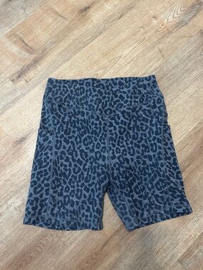 Leopard Print Active Bike Shorts - Gray/Black